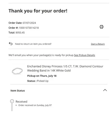 Disney Enchanted Belle Bridal Ring Set Size 5.5 image indicator(5)