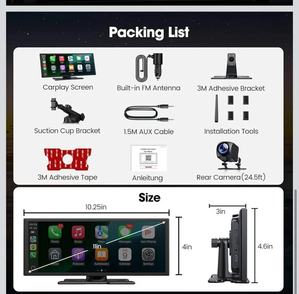 Brand New - Upgraded 10.25'' Wireless Carplay Screen, Support Ne image indicator(10)