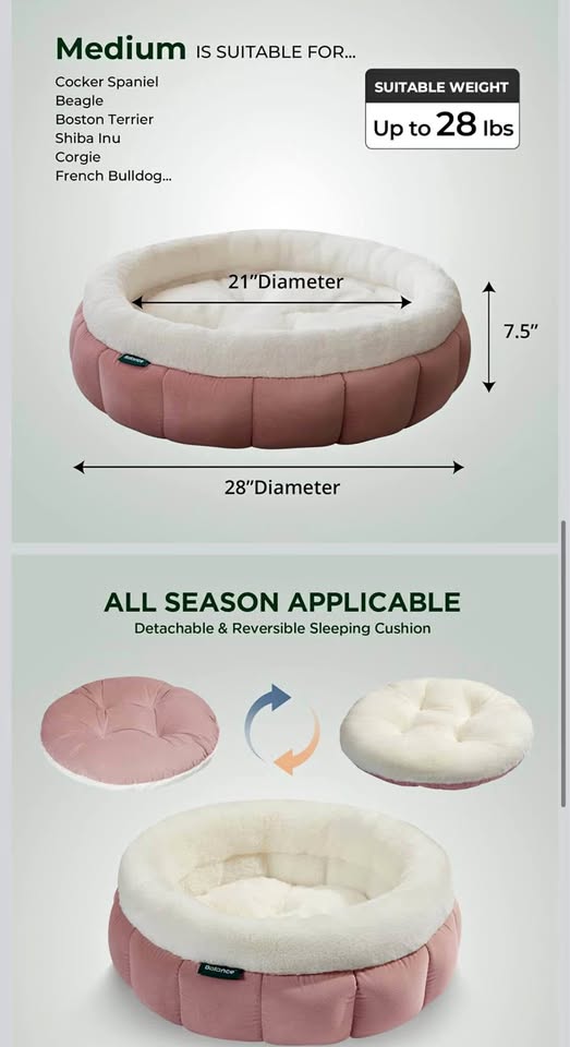 Brand New - Pink Donut Dog / Cat Beds , Medium 28”
