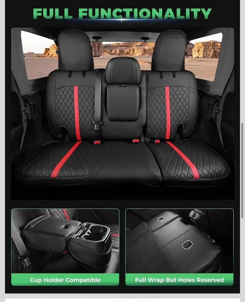 Jeep Wrangler Seat Covers 4Door JL, 2018-2025, Black/Red image indicator(5)