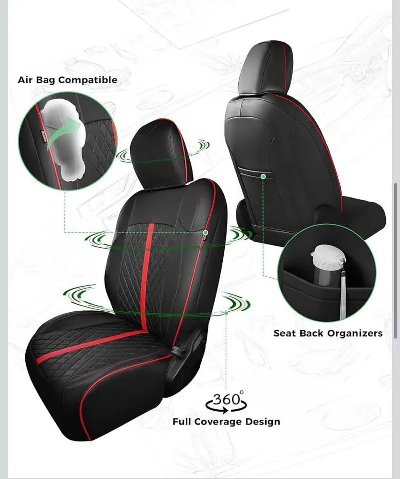 Jeep Wrangler Seat Covers 4Door JL, 2018-2025, Black/Red image indicator(6)