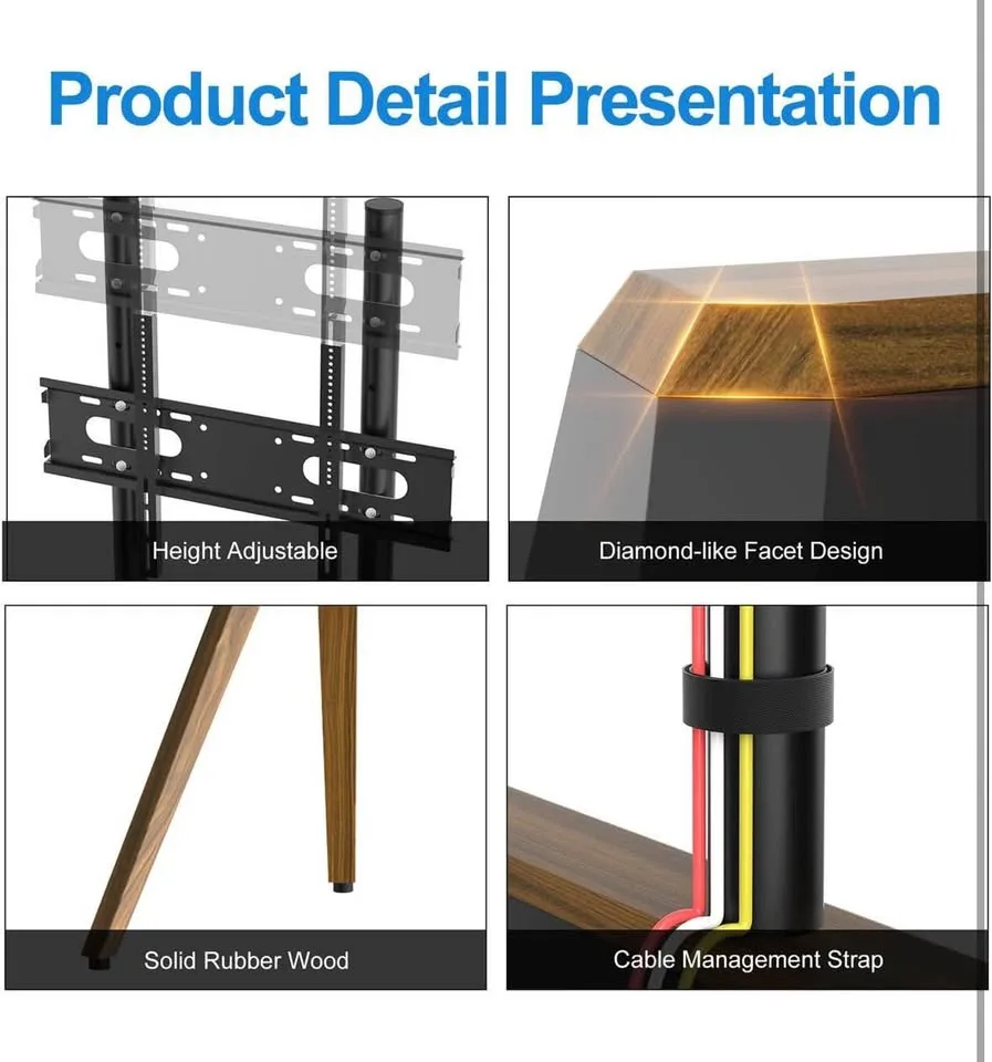 Floor TV Stand 40-86 Inch Walnut image indicator(3)