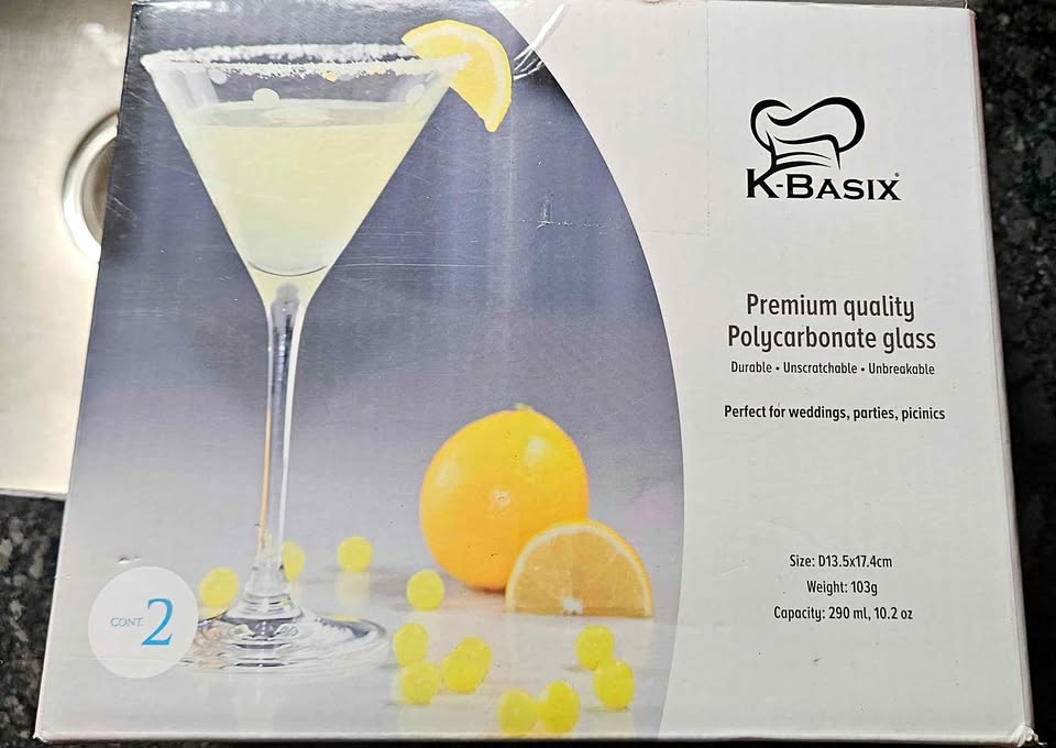 K BASIX Unbreakable Martini Glasses Set of 2