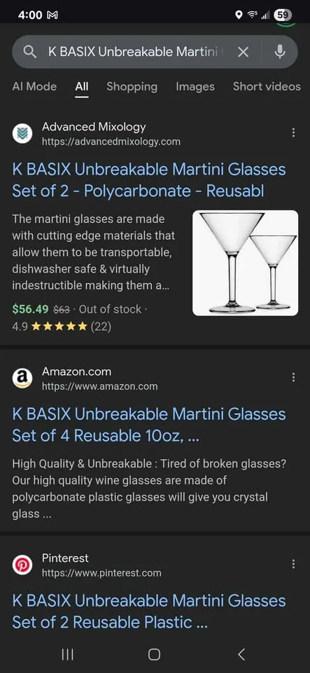 K BASIX Unbreakable Martini Glasses Set of 2 image indicator(4)