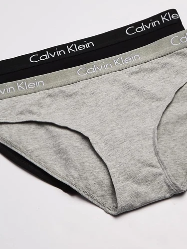 Calvin Klein Women Motive Cotton 2 Pack Bikini Panty Black & Gra - photo 2