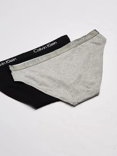 Calvin Klein Women Motive Cotton 2 Pack Bikini Panty Black & Gra - photo 3