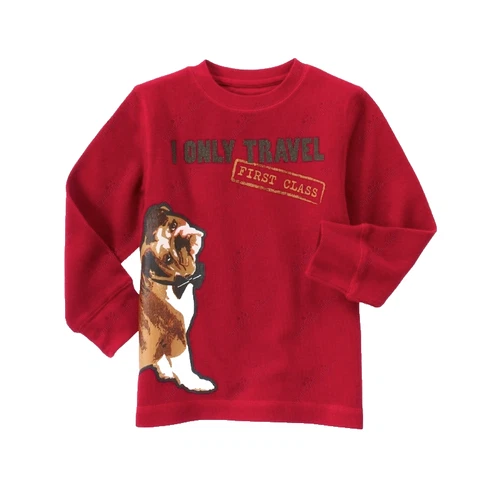 Gymboree Bulldog Sweatshirt Boys Red Thermal Tee Size 7