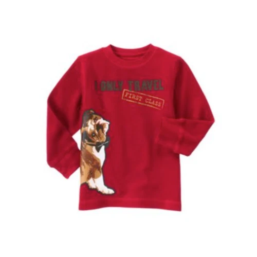 Gymboree Bulldog Sweatshirt Boys Red Thermal Tee Size 7 - photo 2