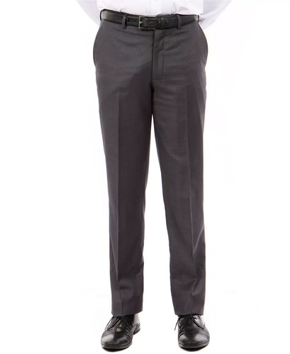 Tazio Italy Men's Slim-Fit Flat Front Stretch Dress Pants DK GRA