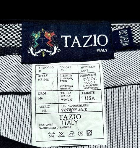 Tazio Italy Men's Slim-Fit Flat Front Stretch Dress Pants DK GRA - photo 5