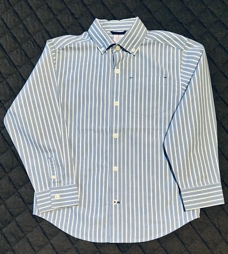Gymboree Stripe Dress Button Shirt Blue / White Cotton Boys Size