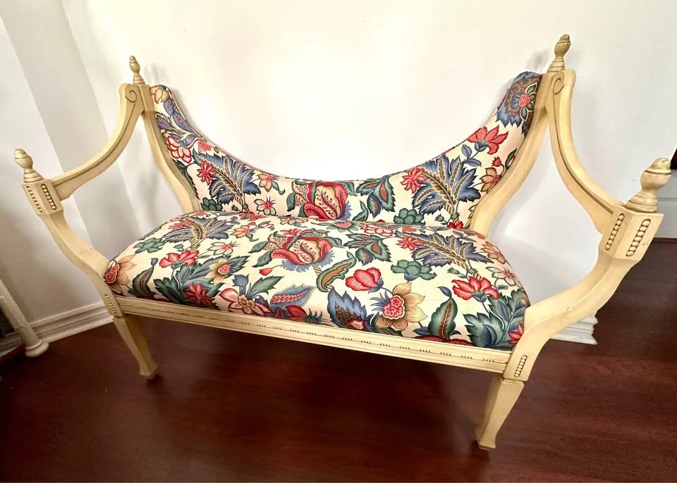 Victorian Hollywood Regency Style Settee with Custom Upholstery image indicator(2)