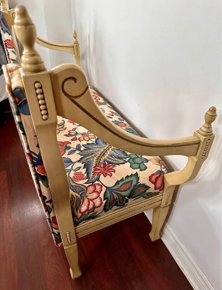 Victorian Hollywood Regency Style Settee with Custom Upholstery image indicator(8)