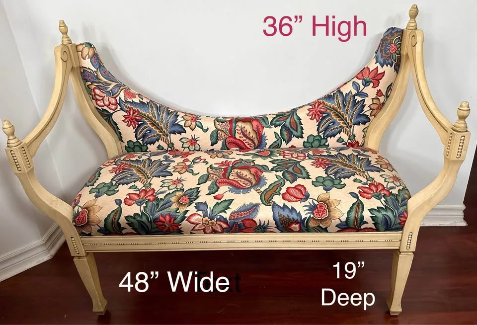 Victorian Hollywood Regency Style Settee with Custom Upholstery image indicator(9)