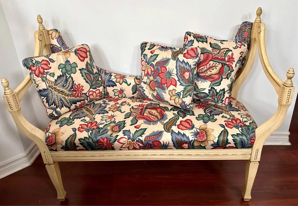 Victorian Hollywood Regency Style Settee with Custom Upholstery image indicator(10)