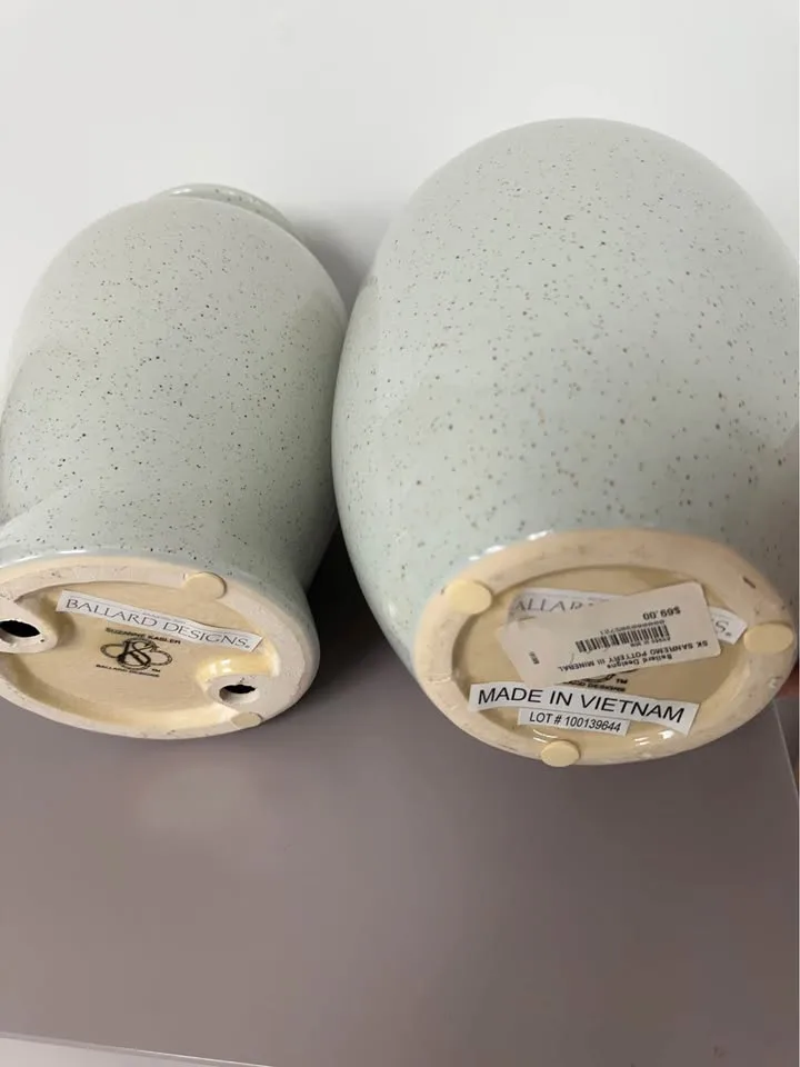 Ballard Design Speckled Ceramic Vase and Display Pieces, Set of image indicator(2)