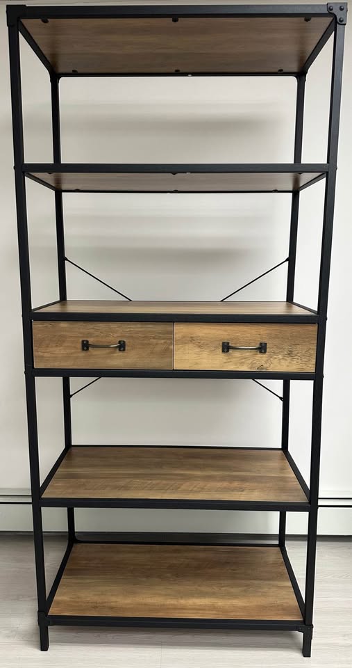 Metal and Faux Wood Display/Book Shelf Unit, Set of 2 - photo 2