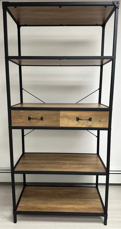 Metal and Faux Wood Display/Book Shelf Unit, Set of 2 image indicator(2)