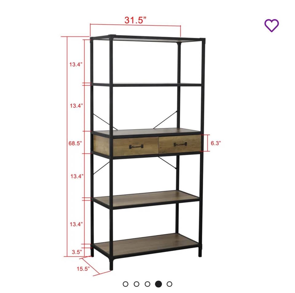 Metal and Faux Wood Display/Book Shelf Unit, Set of 2 - photo 3