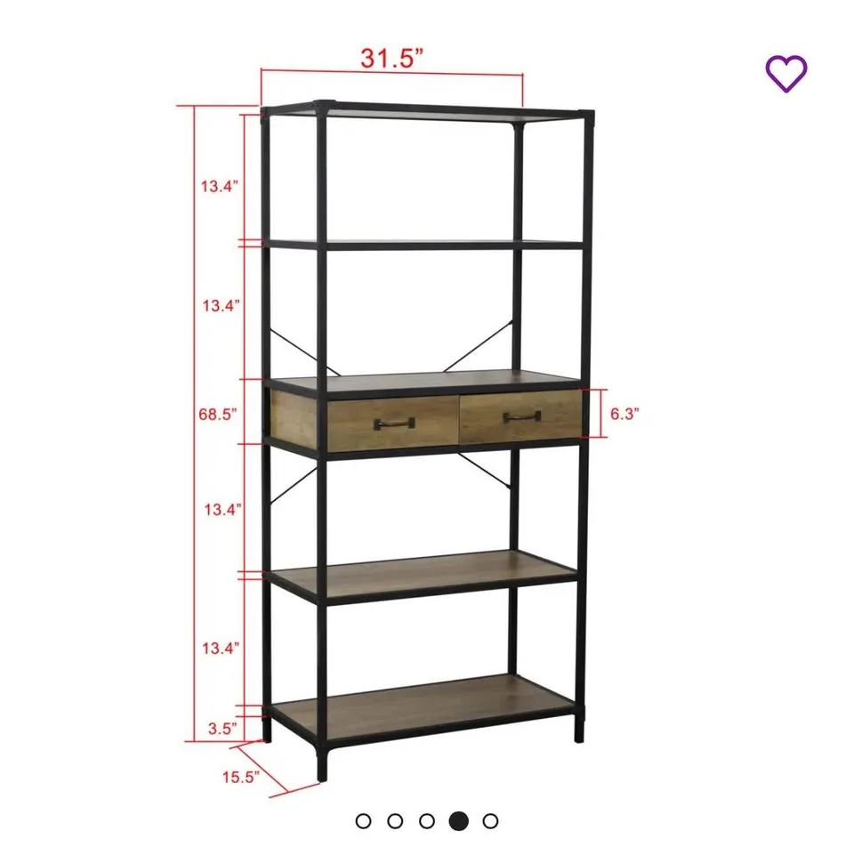 Metal and Faux Wood Display/Book Shelf Unit, Set of 2 image indicator(3)