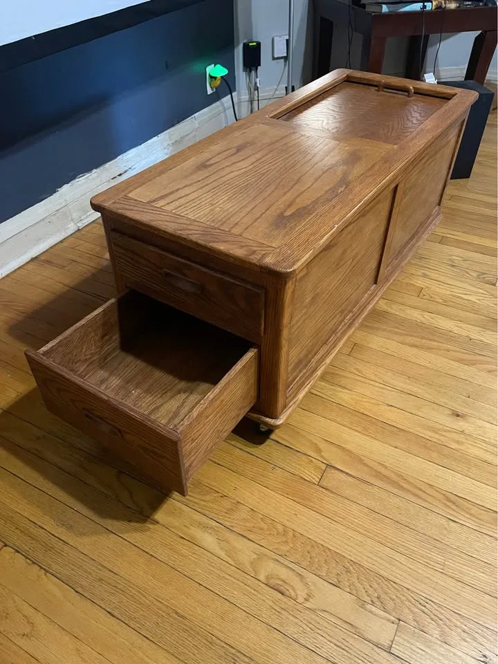 Vintage Solid Wood Rolling Storage trunk image indicator(6)