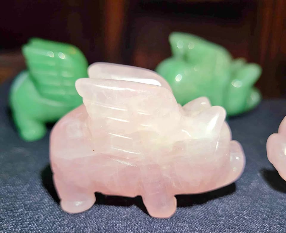 Rose Quartz Crystal Flying Pig 2