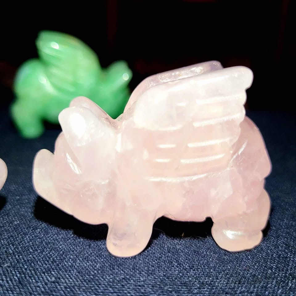 Rose Quartz Crystal Flying Pig 2 - photo 2