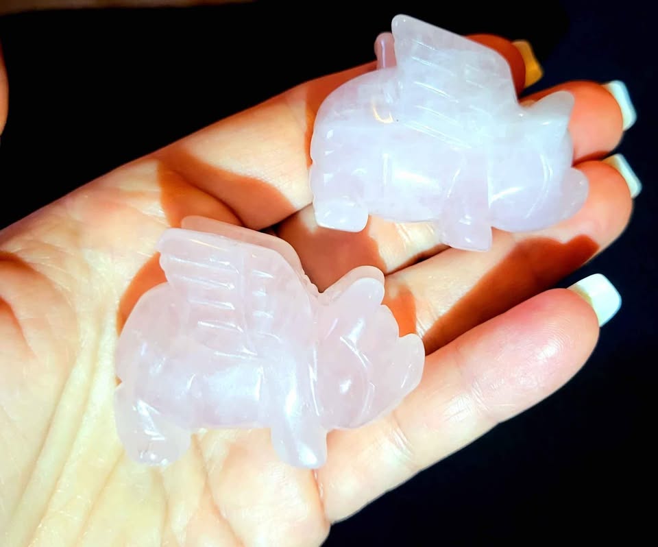Rose Quartz Crystal Flying Pig 2 - photo 4