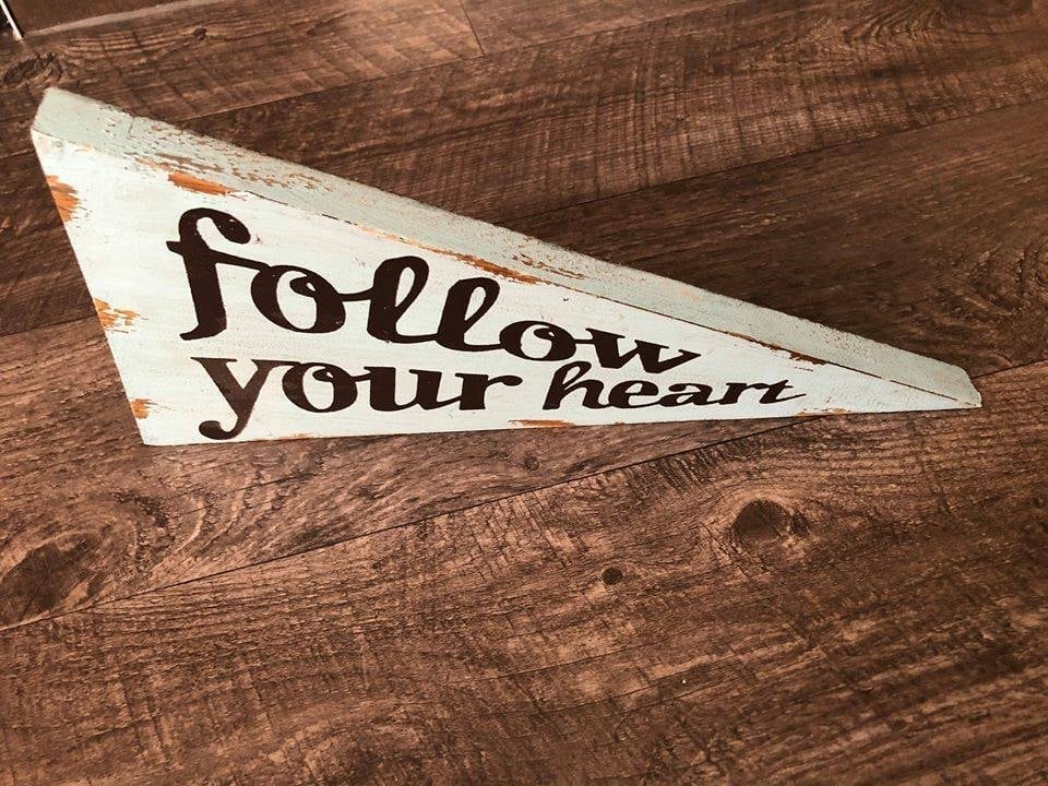 Follow Your Heart - Wooden Wall Decor 14" x 7" (Pineridge Hollow - photo 2