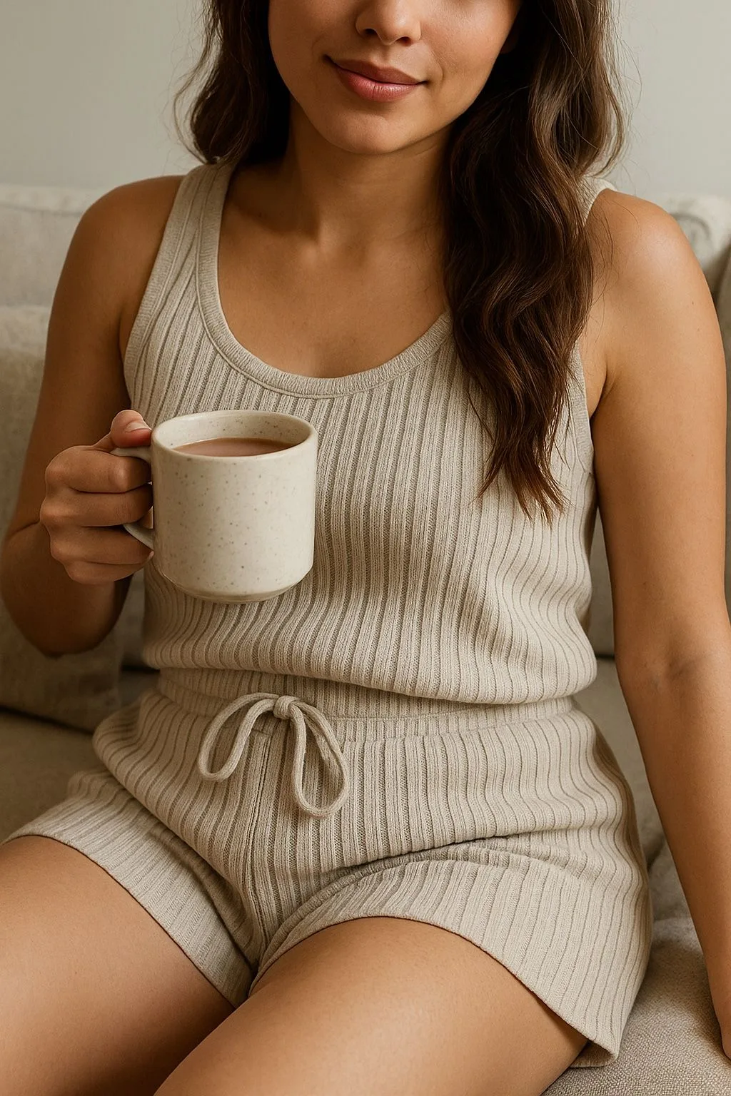 Saalt Studio Ribbed Knit Lounge Shorts – Smoke – Size Large – NW image indicator(2)