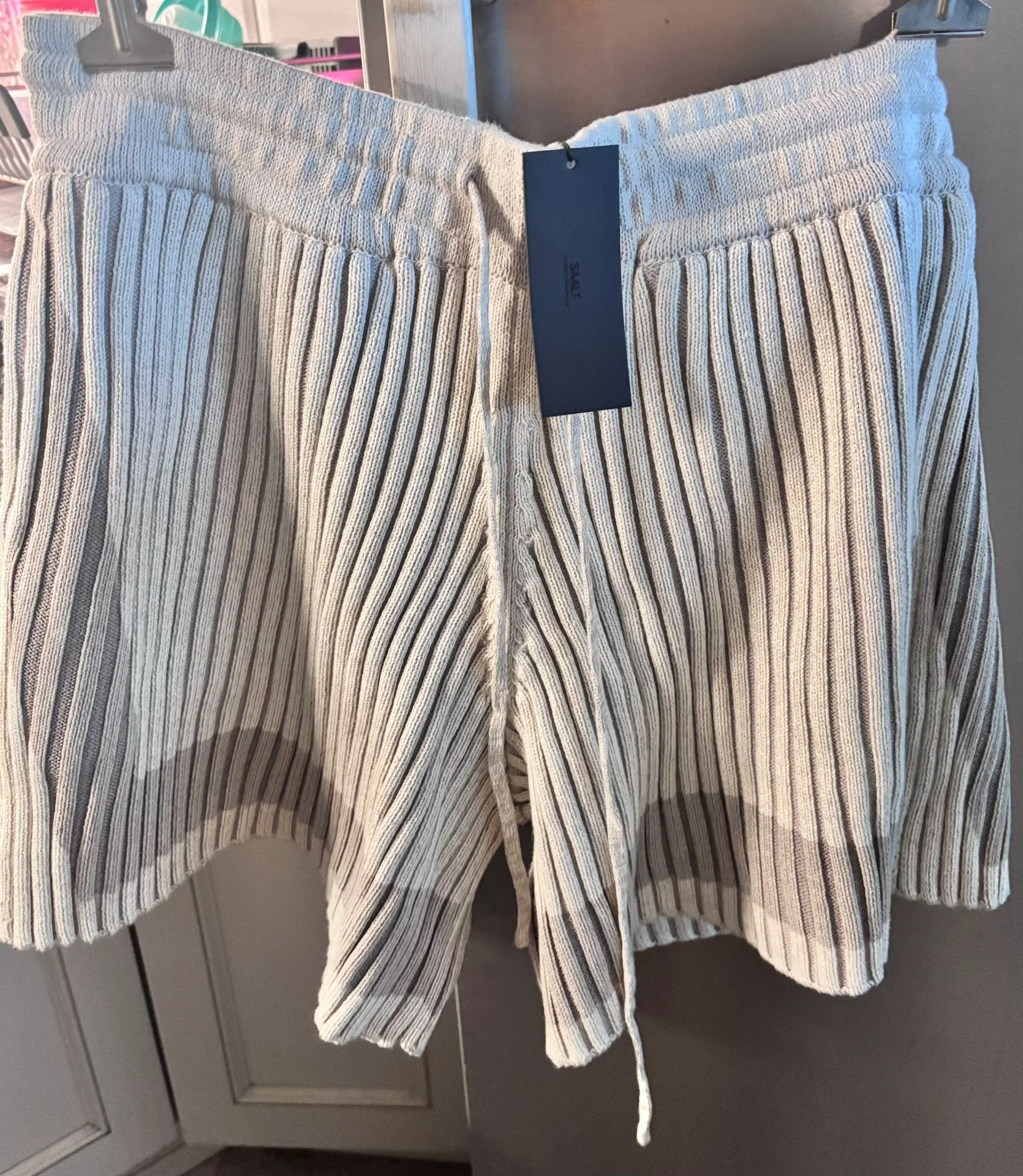 Saalt Studio Ribbed Knit Lounge Shorts – Smoke – Size Large – NW image indicator(6)