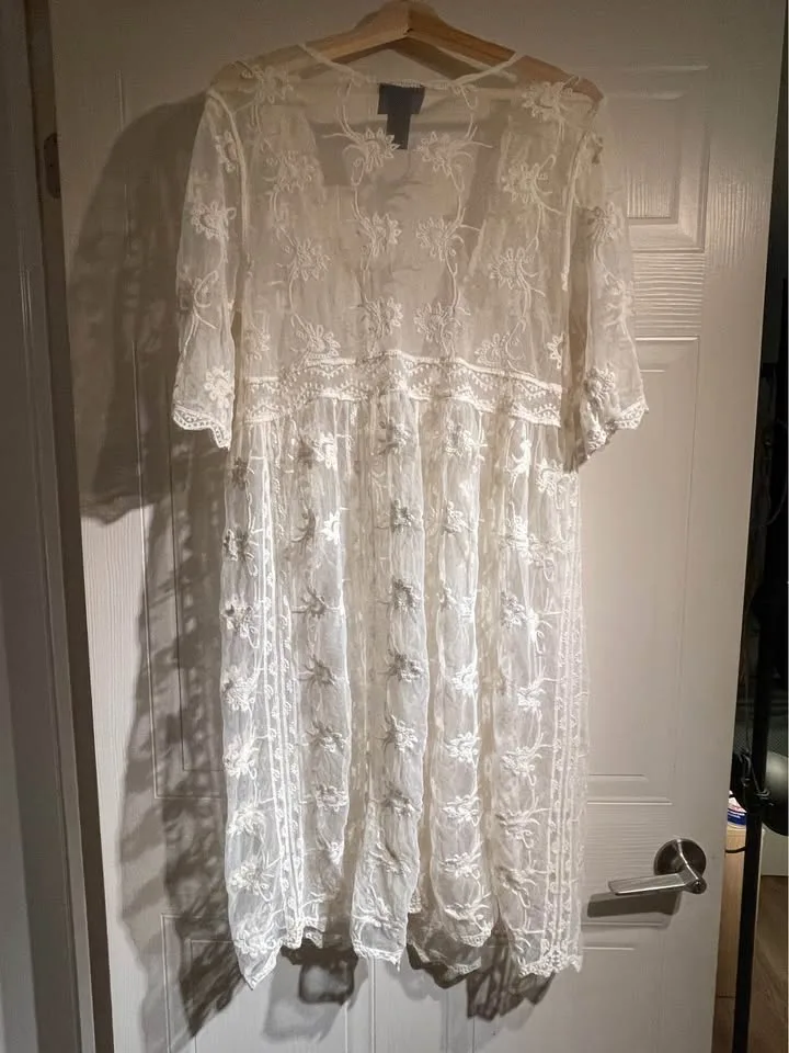 Liv Los Angeles Embroidered Mesh Duster Midi Vest size L/XL image indicator(7)