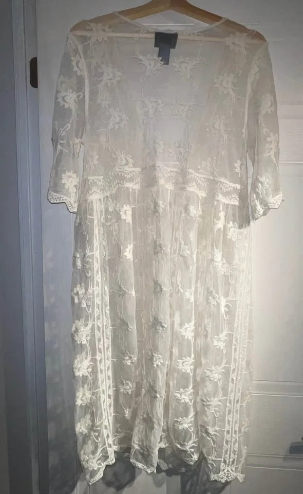 Liv Los Angeles Embroidered Mesh Duster Midi Vest size L/XL image indicator(8)