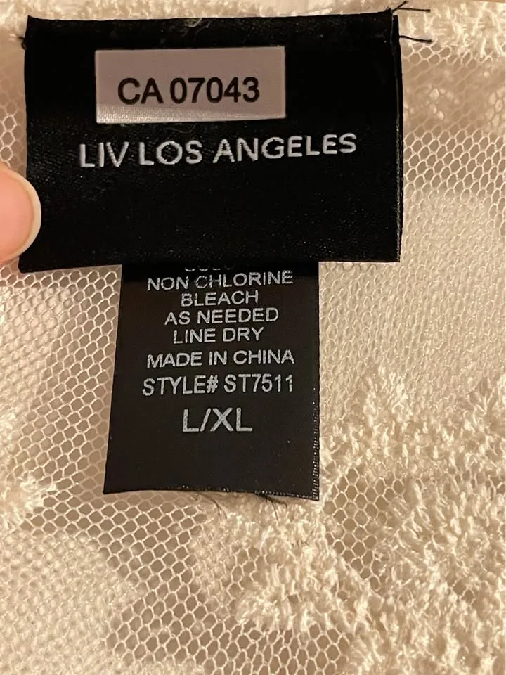 Liv Los Angeles Embroidered Mesh Duster Midi Vest size L/XL image indicator(9)