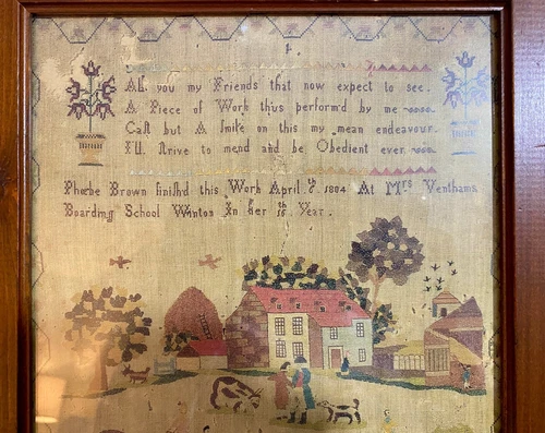 Vintage Needlework Sampler Reproduction Framed Art Print - photo 5