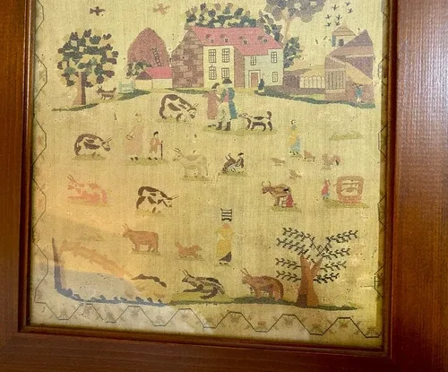 Vintage Needlework Sampler Reproduction Framed Art Print image indicator(6)