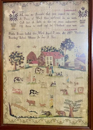 Vintage Needlework Sampler Reproduction Framed Art Print image indicator(7)