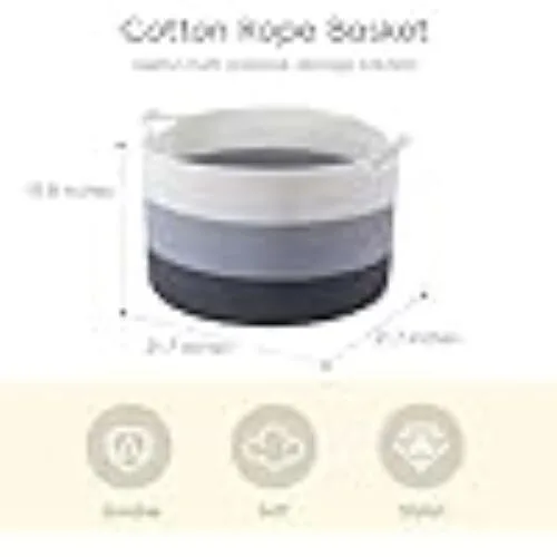 Woven Cotton Rope Basket Storage for Laundry Blankets Toys and M image indicator(2)
