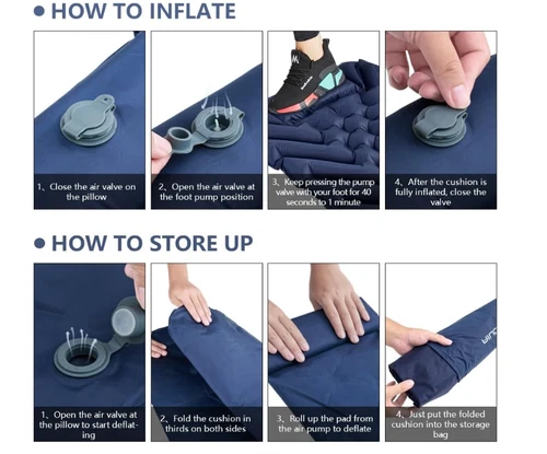 Inflatable Sleeping Pad with Built-in Foot Pump, Light - photo 4