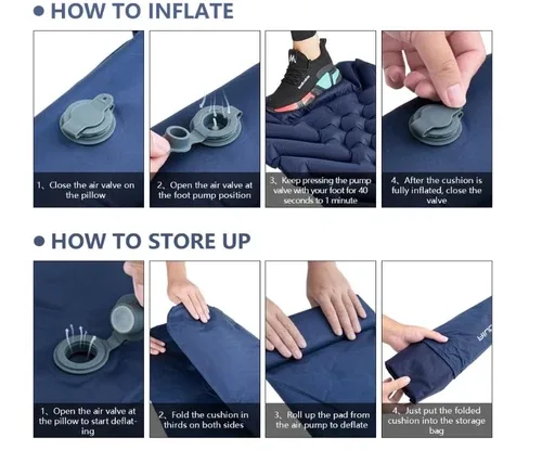 Inflatable Sleeping Pad with Built-in Foot Pump, Light image indicator(4)