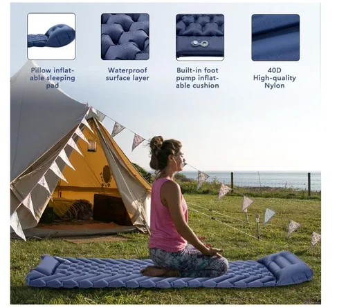 Inflatable Sleeping Pad with Built-in Foot Pump, Light image indicator(7)