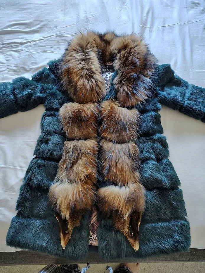 Luxurious Real Fur Emerald Coat – Fox & Rabbit Fabrication thumbnail