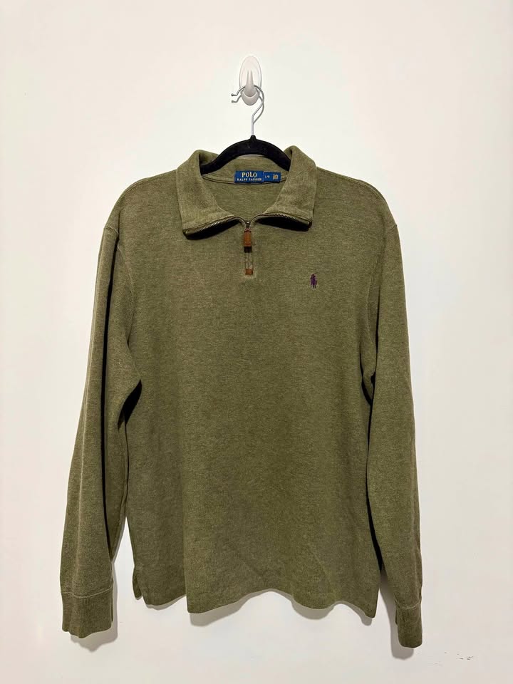 Ralph Lauren Olive Green Quarter Zip Sweater