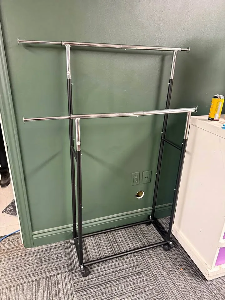 Clothing rack on wheels