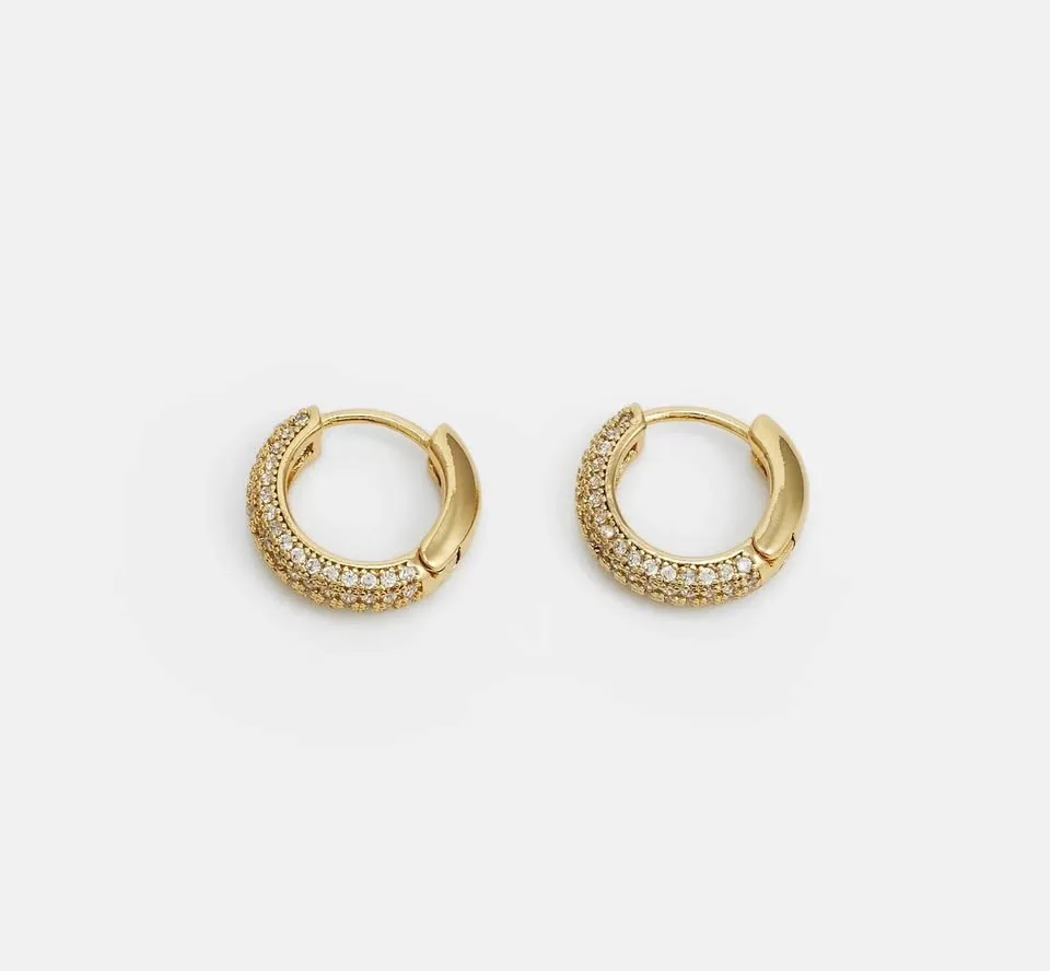 Kate Spade Pavé Mini Huggies Gold Earrings image indicator(2)