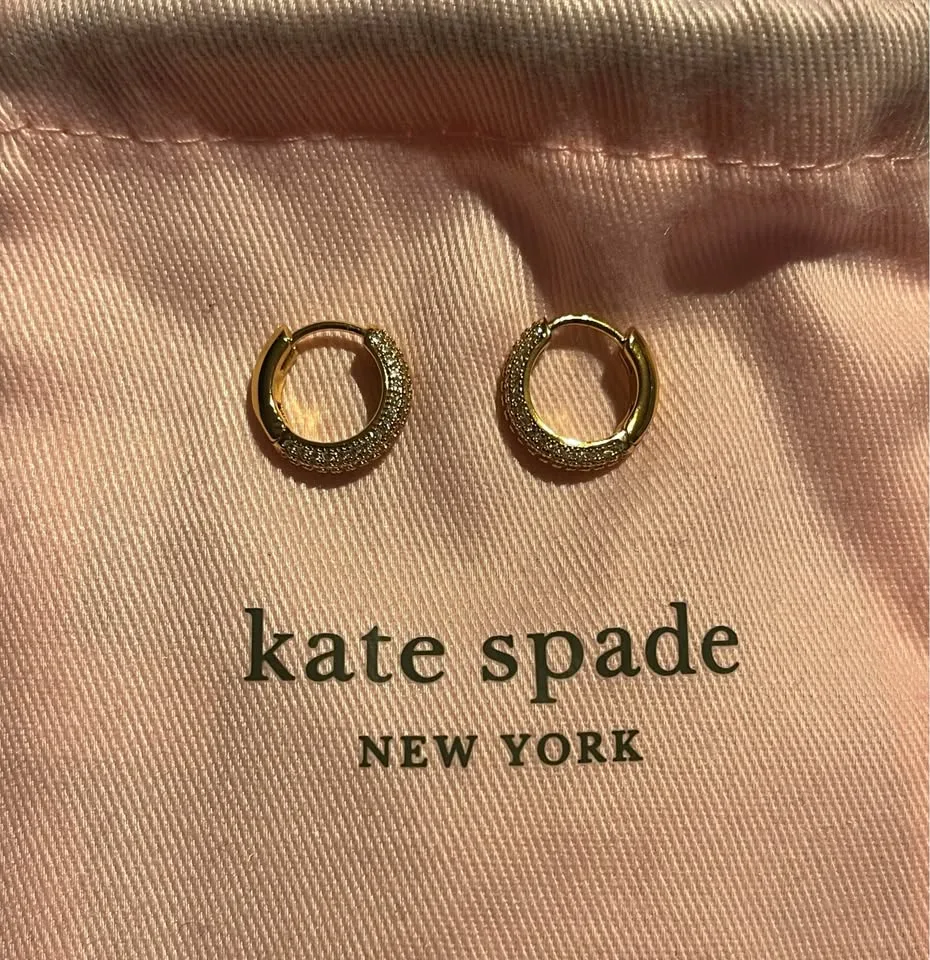Kate Spade Pavé Mini Huggies Gold Earrings image indicator(7)
