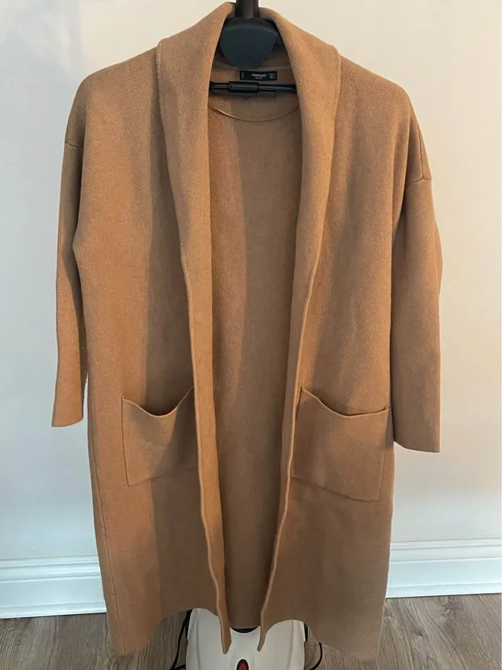 Mango Basics Oversized Tan Knit Cardigan/Coat size M to XL image indicator(6)