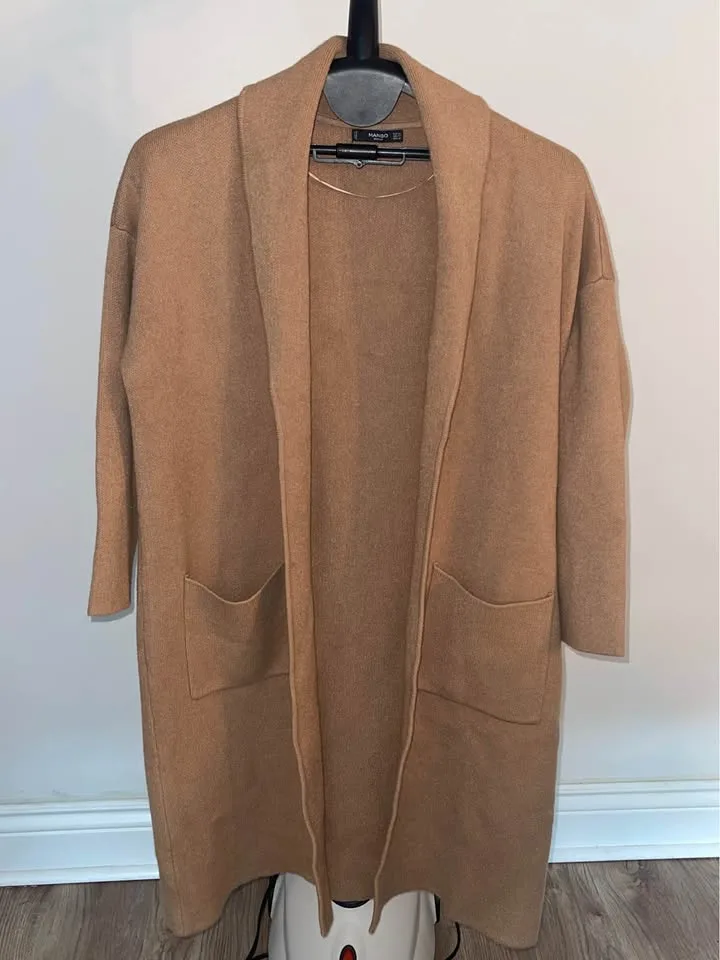 Mango Basics Oversized Tan Knit Cardigan/Coat size M to XL image indicator(7)
