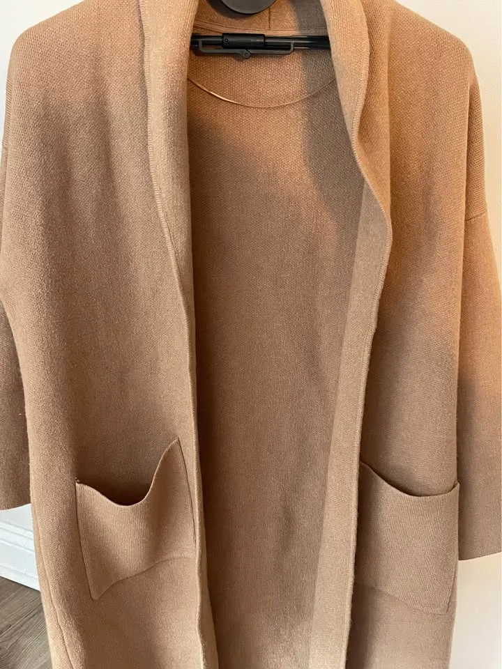 Mango Basics Oversized Tan Knit Cardigan/Coat size M to XL image indicator(8)
