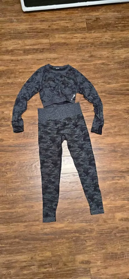 Gymshark Adapt Seamless Grey/Black Camo Set - Medium